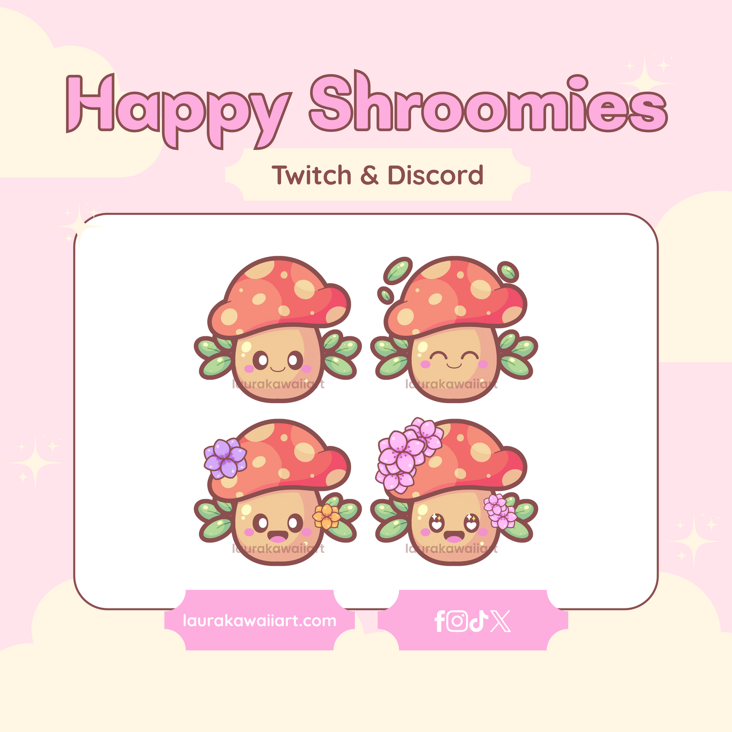Happy Shroomies ✨💖 Badge Pack for Twitch & Discord