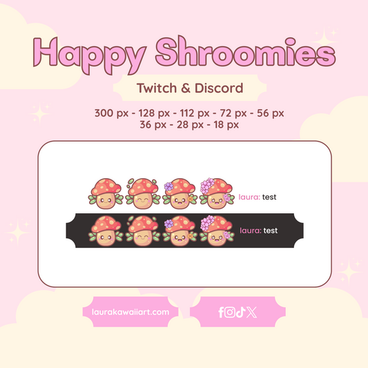 Happy Shroomies ✨💖 Badge Pack for Twitch & Discord