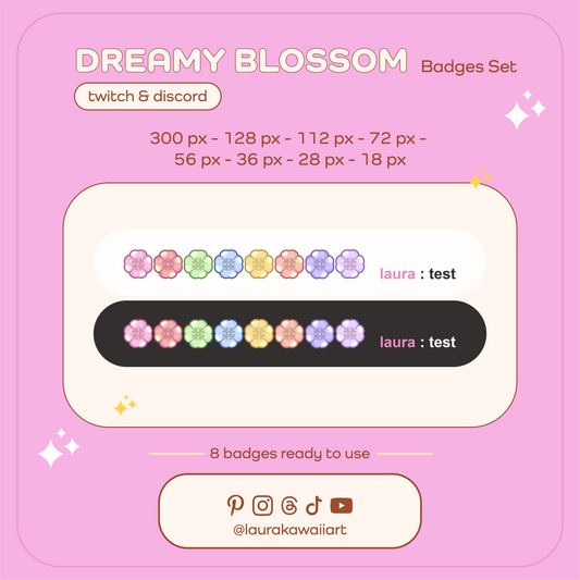 Dreamy Blossom Set 🌸✨- Pack de Badges para Twitch y Discord