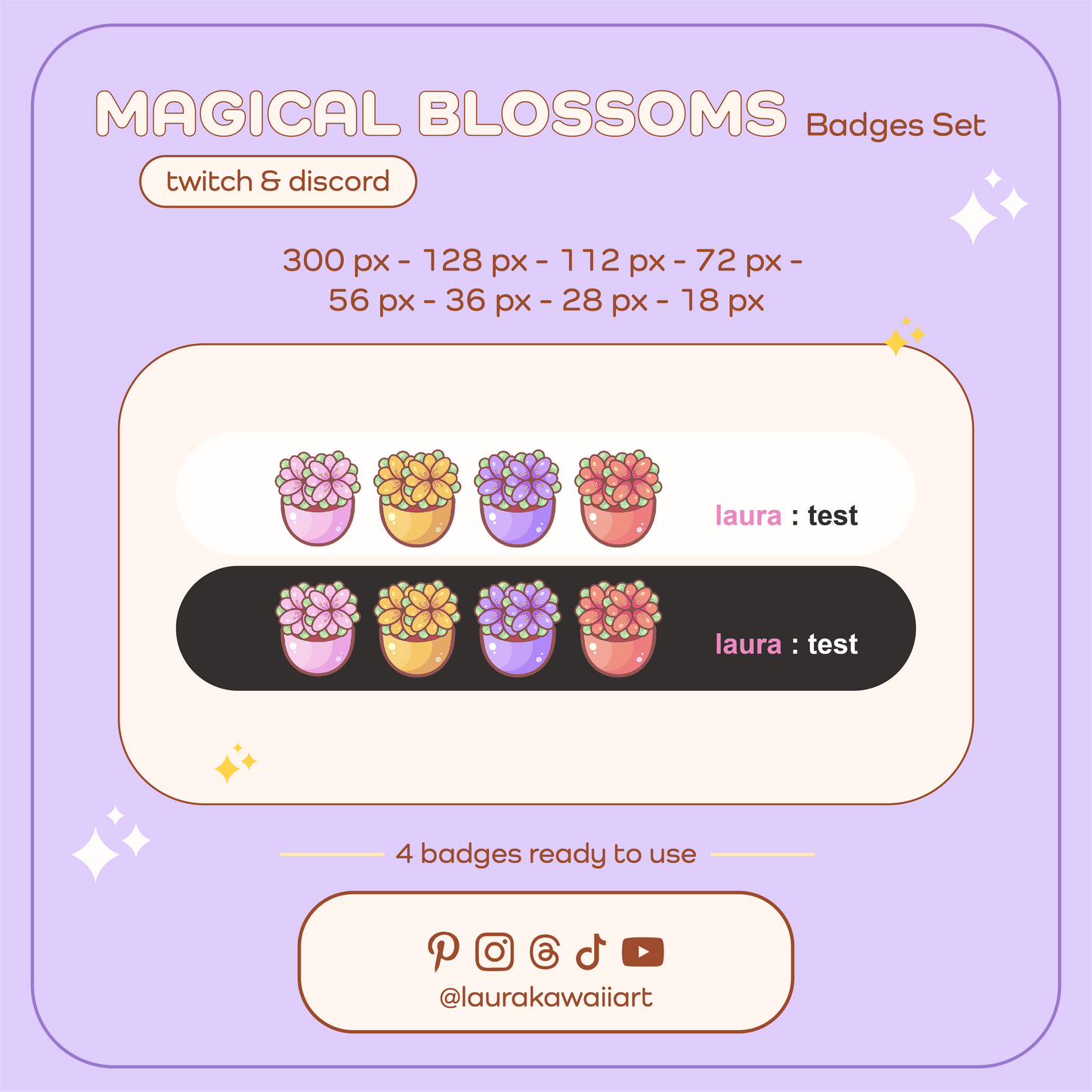 Magical Blossoms ✨🌸 Badge Pack for Twitch and Discord