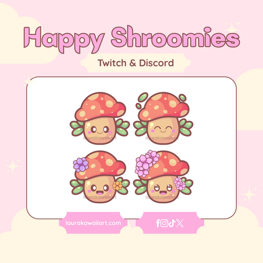 Happy Shroomies ✨💖 Badge Pack for Twitch & Discord