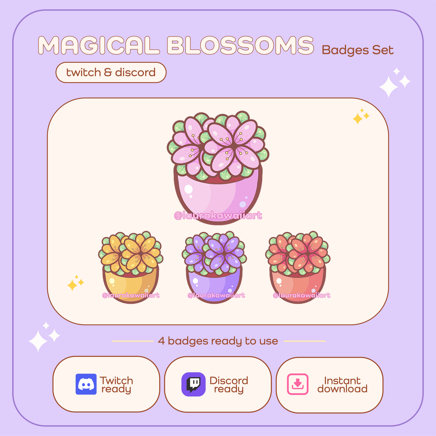 Magical Blossom ✨🌸 Pack de Badges para Twitch y Discord