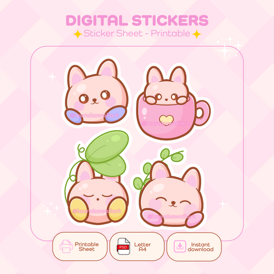 Cutie Plushie – Sticker Sheet Kawaii | Pack Digital