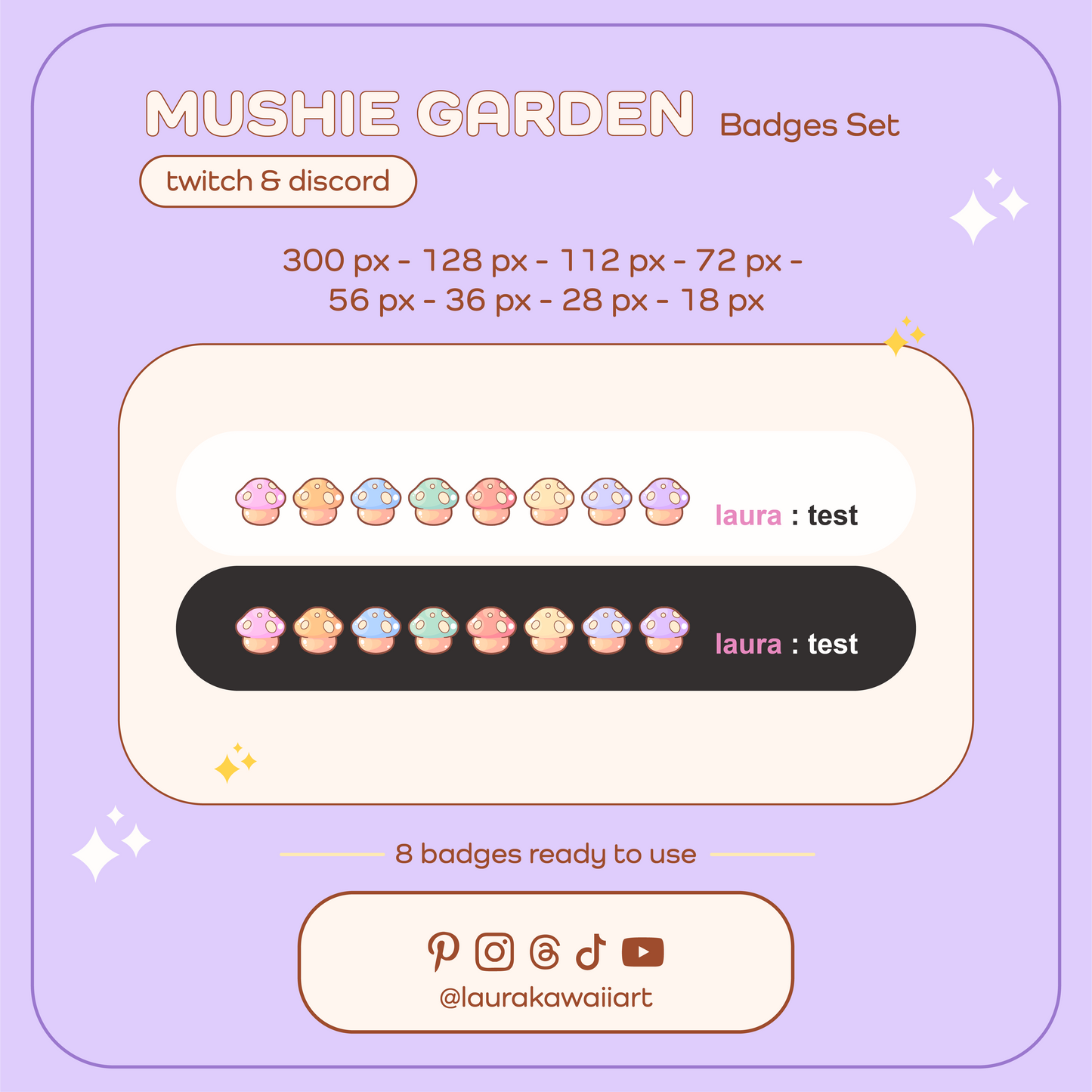 Mushie Garden 🍄✨- Pack de Badges para Twitch y Discord