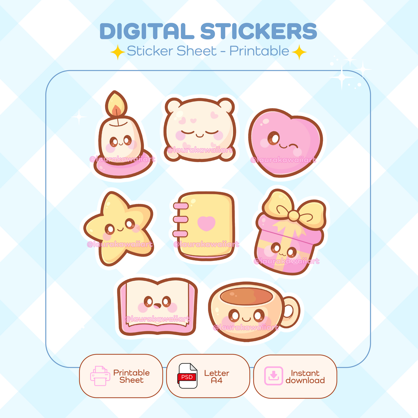 Cozy Moment– Sticker Sheet Kawaii | Pack Digital