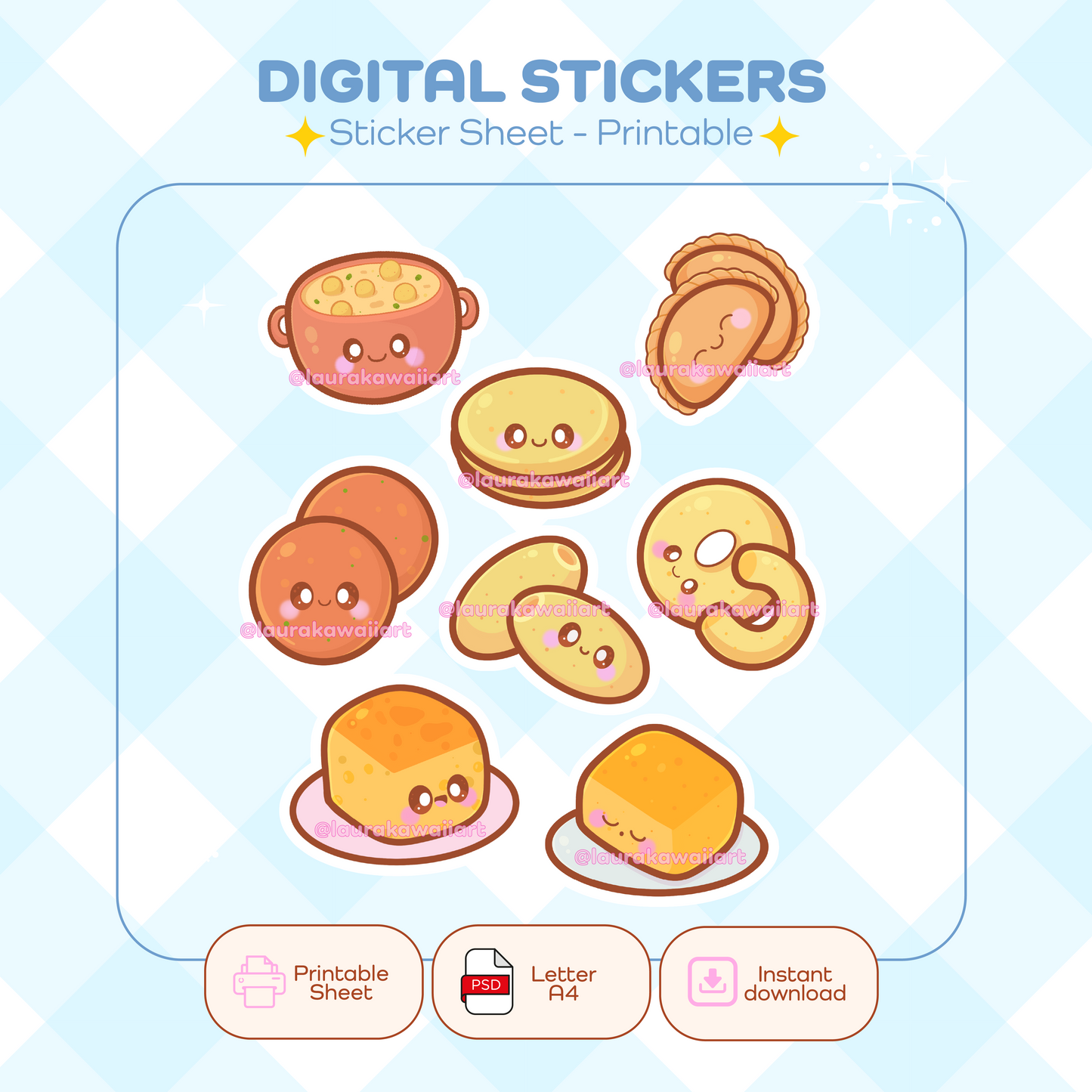 Paraguay Food | Sticker Sheet Kawaii | Pack Digital