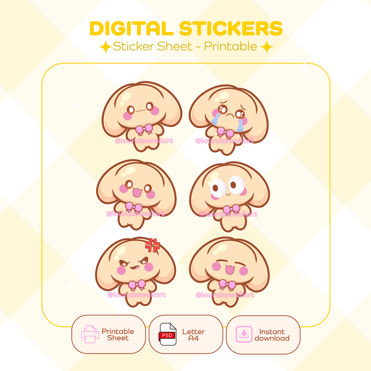Froggie Mood – Sticker Sheet Kawaii | Pack Digital