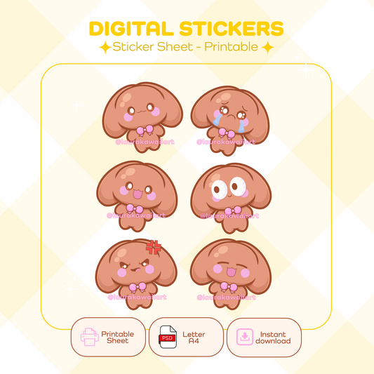 Froggie Mood – Sticker Sheet Kawaii | Pack Digital